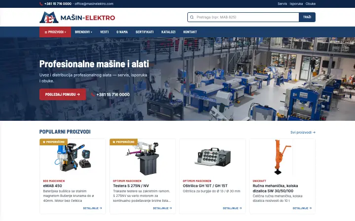 Web sajt masinelektro.com